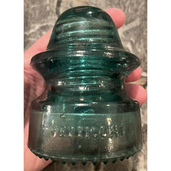 VTG Aqua Blue Glass Insulator Petticoat H.C. Co. Patent 1893 Great Color & Cond. - Picture 8 of 8
